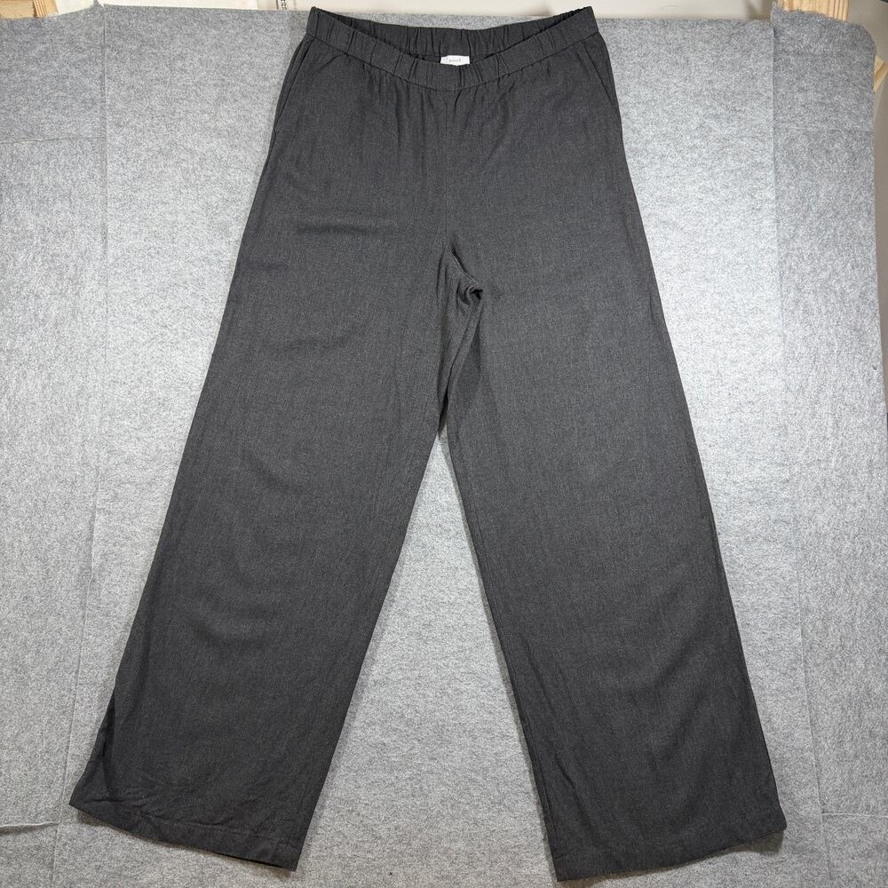 Pure Jill Wide Leg Pants Womens M Tall Gray Rayon Pull On Elastic Waist Relaxed